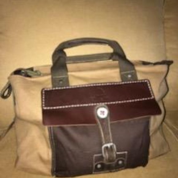 TSD Hidden Woods Canvas and Leather Brown Tote Bag electronics/computer case - Picture 3 of 16